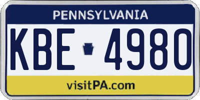 PA license plate KBE4980