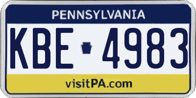 PA license plate KBE4983