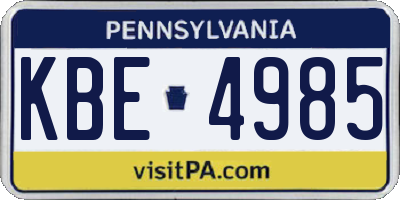 PA license plate KBE4985