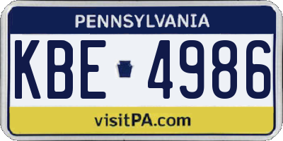 PA license plate KBE4986