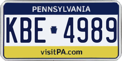 PA license plate KBE4989
