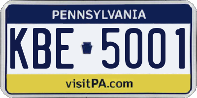 PA license plate KBE5001