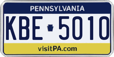PA license plate KBE5010