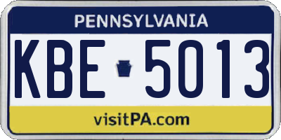 PA license plate KBE5013
