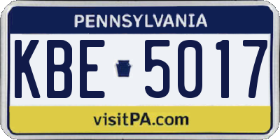 PA license plate KBE5017