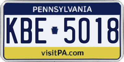 PA license plate KBE5018