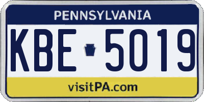 PA license plate KBE5019