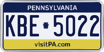 PA license plate KBE5022