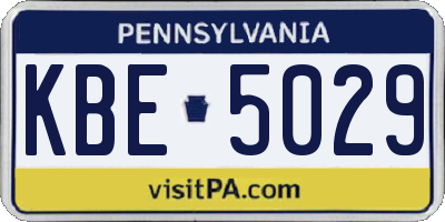 PA license plate KBE5029