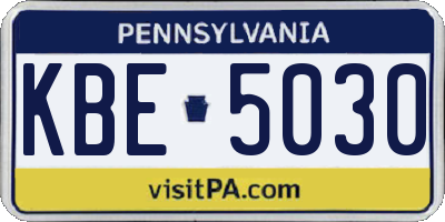 PA license plate KBE5030