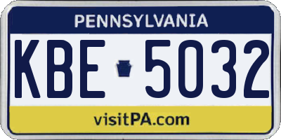 PA license plate KBE5032