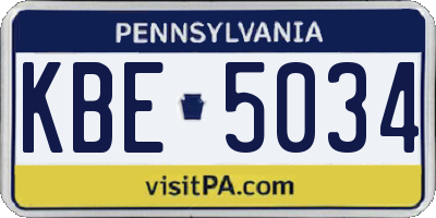 PA license plate KBE5034