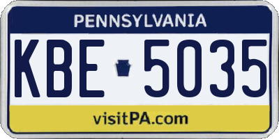 PA license plate KBE5035