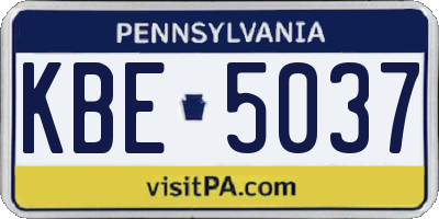 PA license plate KBE5037