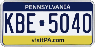 PA license plate KBE5040