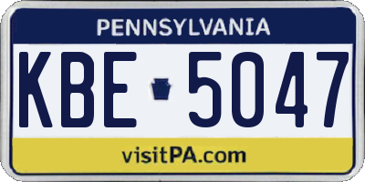 PA license plate KBE5047