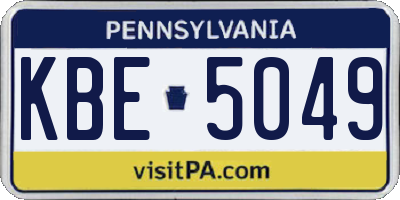 PA license plate KBE5049