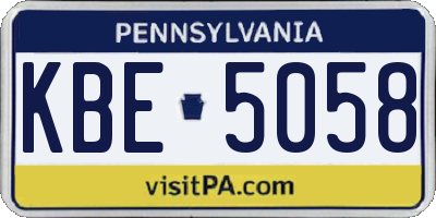 PA license plate KBE5058