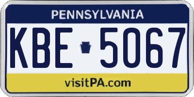 PA license plate KBE5067