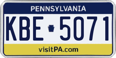 PA license plate KBE5071