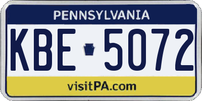 PA license plate KBE5072