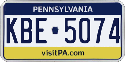 PA license plate KBE5074