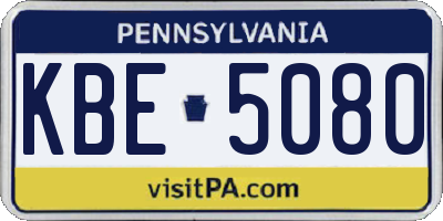 PA license plate KBE5080