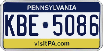 PA license plate KBE5086