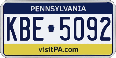 PA license plate KBE5092