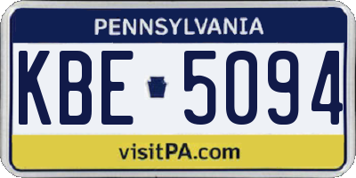 PA license plate KBE5094