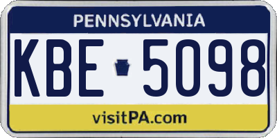 PA license plate KBE5098