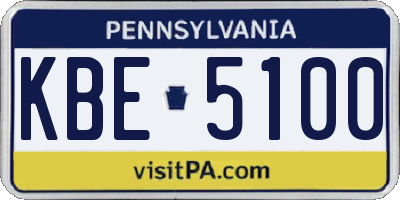 PA license plate KBE5100