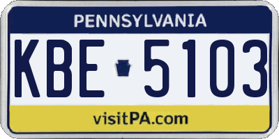 PA license plate KBE5103