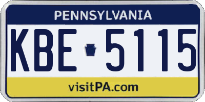 PA license plate KBE5115