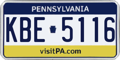 PA license plate KBE5116