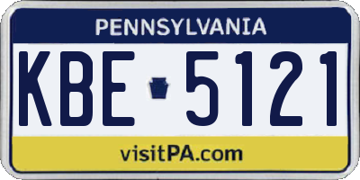 PA license plate KBE5121