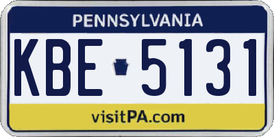 PA license plate KBE5131