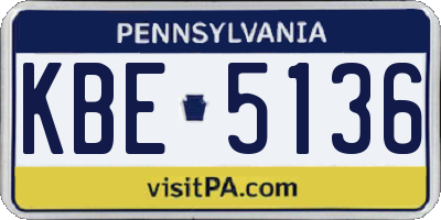 PA license plate KBE5136