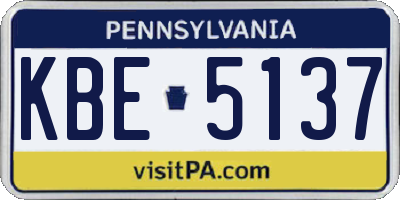 PA license plate KBE5137
