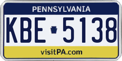 PA license plate KBE5138