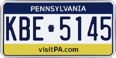 PA license plate KBE5145