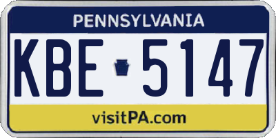 PA license plate KBE5147