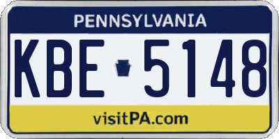 PA license plate KBE5148