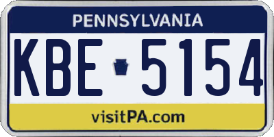 PA license plate KBE5154