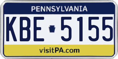 PA license plate KBE5155