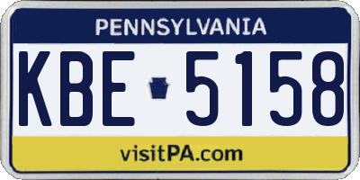 PA license plate KBE5158