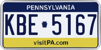 PA license plate KBE5167