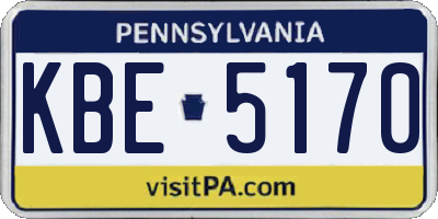PA license plate KBE5170