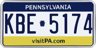 PA license plate KBE5174