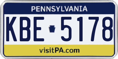PA license plate KBE5178